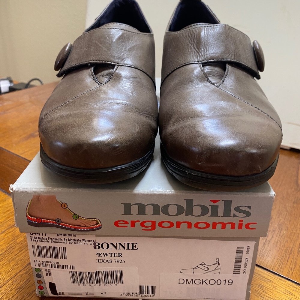 Mephisto Mobile 'Bonnie' Pewter Slip On Wedge Shoes Size US 7.5